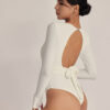 長袖綁帶美背泳裝｜Longsleeve Suit｜月光白