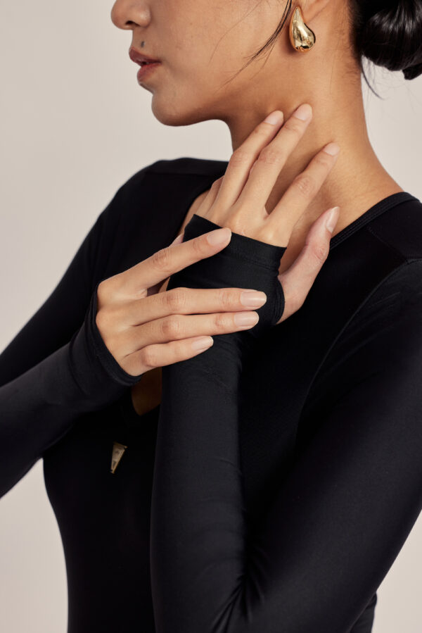 長袖綁帶美背泳裝｜Longsleeve Suit｜黑潮墨