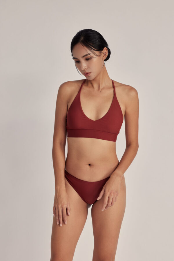 光環抓褶微丁泳褲｜Halo Ruched Thong｜紅陶暮