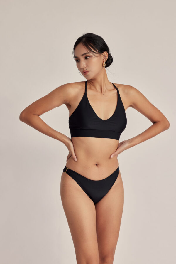 光環抓褶微丁泳褲｜Halo Ruched Thong ｜黑潮墨