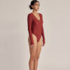 長袖綁帶美背泳裝｜Longsleeve Suit｜紅陶暮