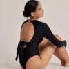 長袖綁帶美背泳裝｜Longsleeve Suit｜黑潮墨