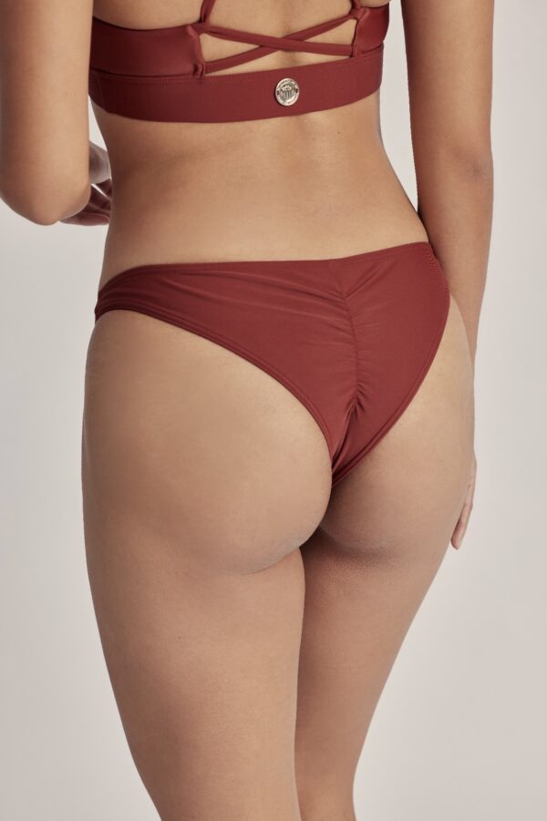 光環抓褶微丁泳褲｜Halo Ruched Thong｜紅陶暮