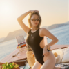 極簡微削肩連身泳衣｜The Minimal One-Piece｜黑潮墨